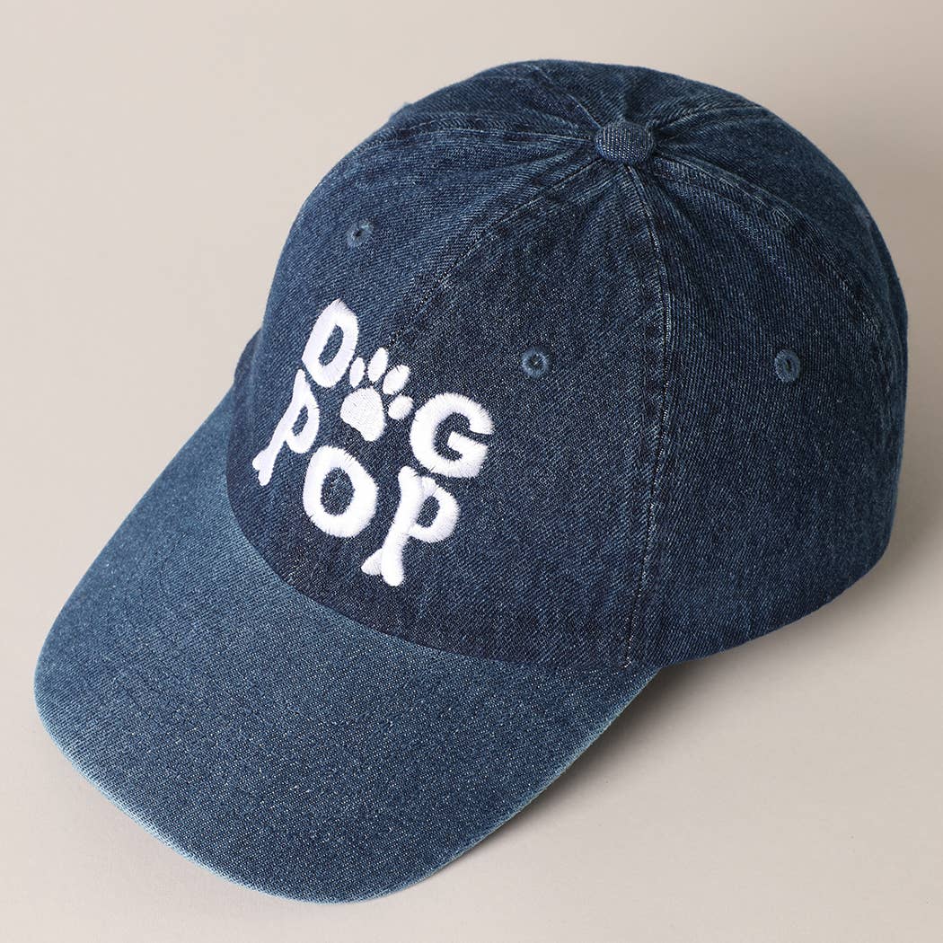 Dog Pop Letter Graphic Embroidery Denim Cap: DARK DENIM / ONE SIZE