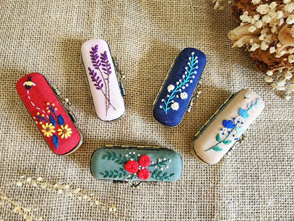 Vintage Embroidered Lipstick Case (NO MIRROR)🪡: Navy