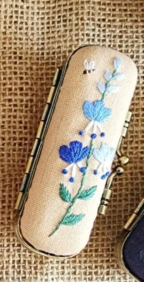 Vintage Embroidered Lipstick Case (NO MIRROR)🪡: Navy