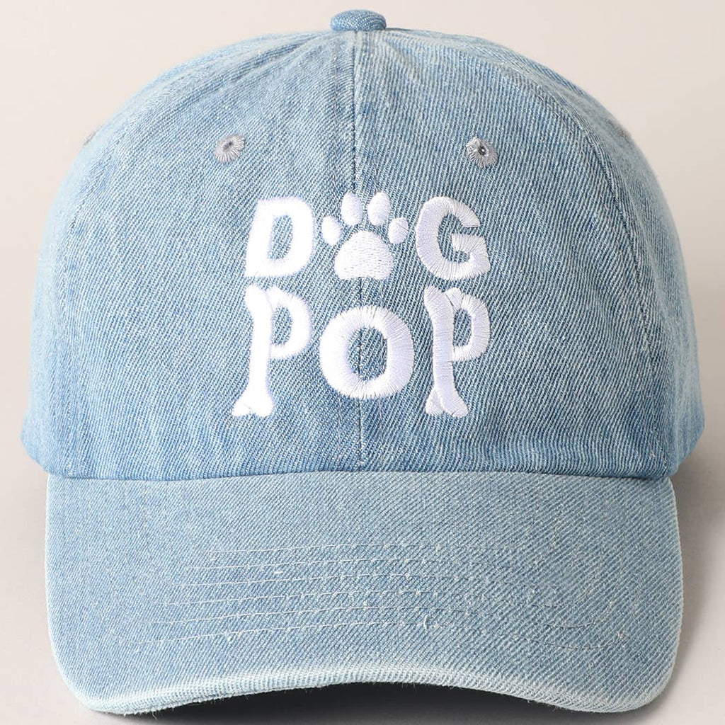 Dog Pop Letter Graphic Embroidery Denim Cap: DARK DENIM / ONE SIZE