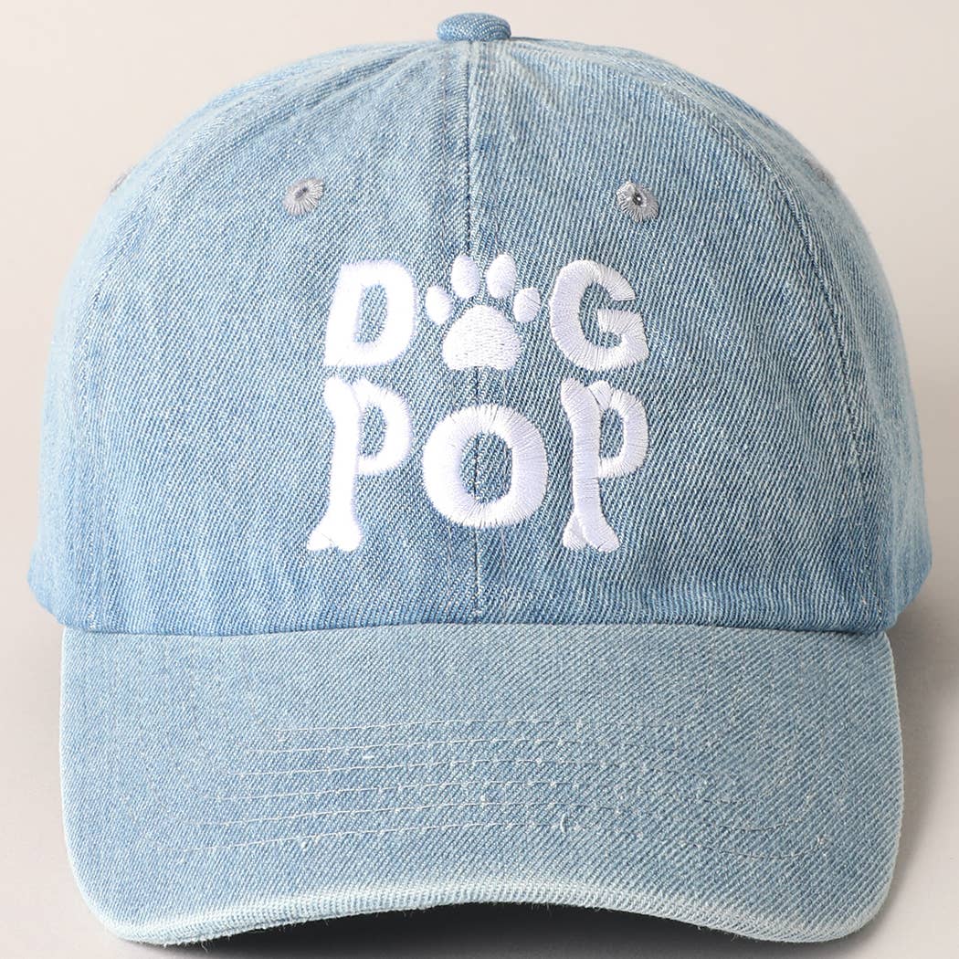 Dog Pop Letter Graphic Embroidery Denim Cap: DARK DENIM / ONE SIZE