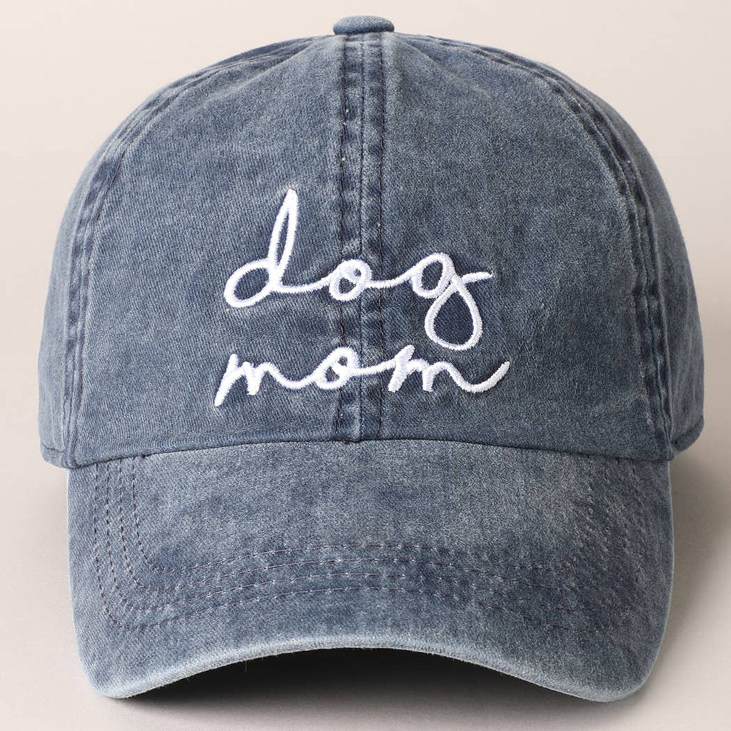 Dog Mom Lettering Embroidery Baseball Cap: CORAL / One Size