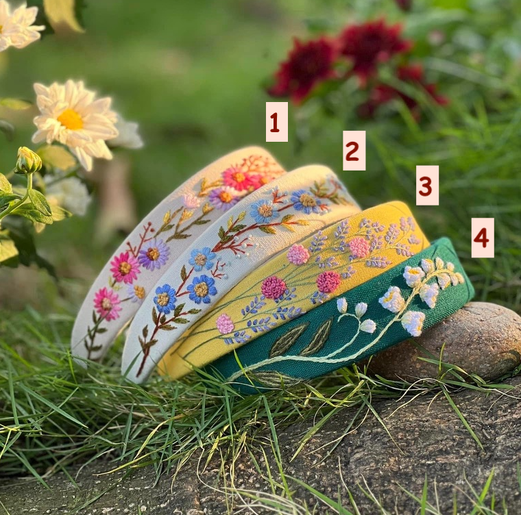 Summer Floral Embroidered Headband, Ariella Collection✅: 1.
