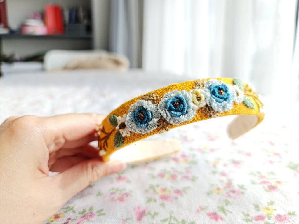 Floral Embroidered Headband, Collection Elena ✅: 6. Ivory Roses