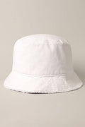 Frayed Canvas Cotton Denim Bucket Hat: WHITE / One Size