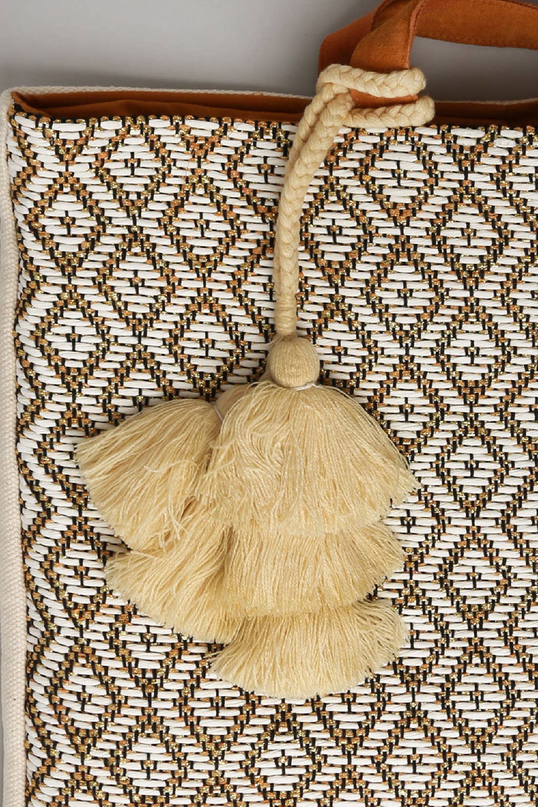 Boho Style Woven Tote Bags with Tassel: Brown / One Size