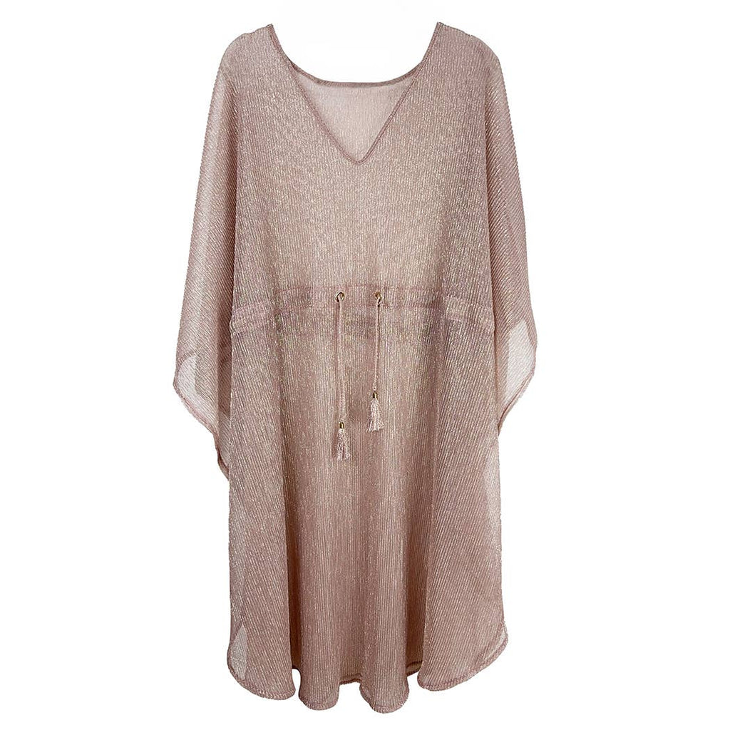 Lurex Sheer String Poncho Beach Cover-Up Dress: WHT / One Size
