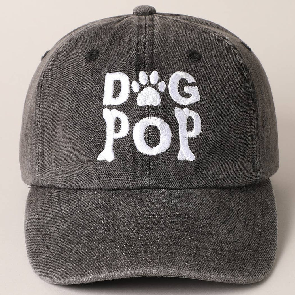 Dog Pop Letter Graphic Embroidery Denim Cap: DARK DENIM / ONE SIZE