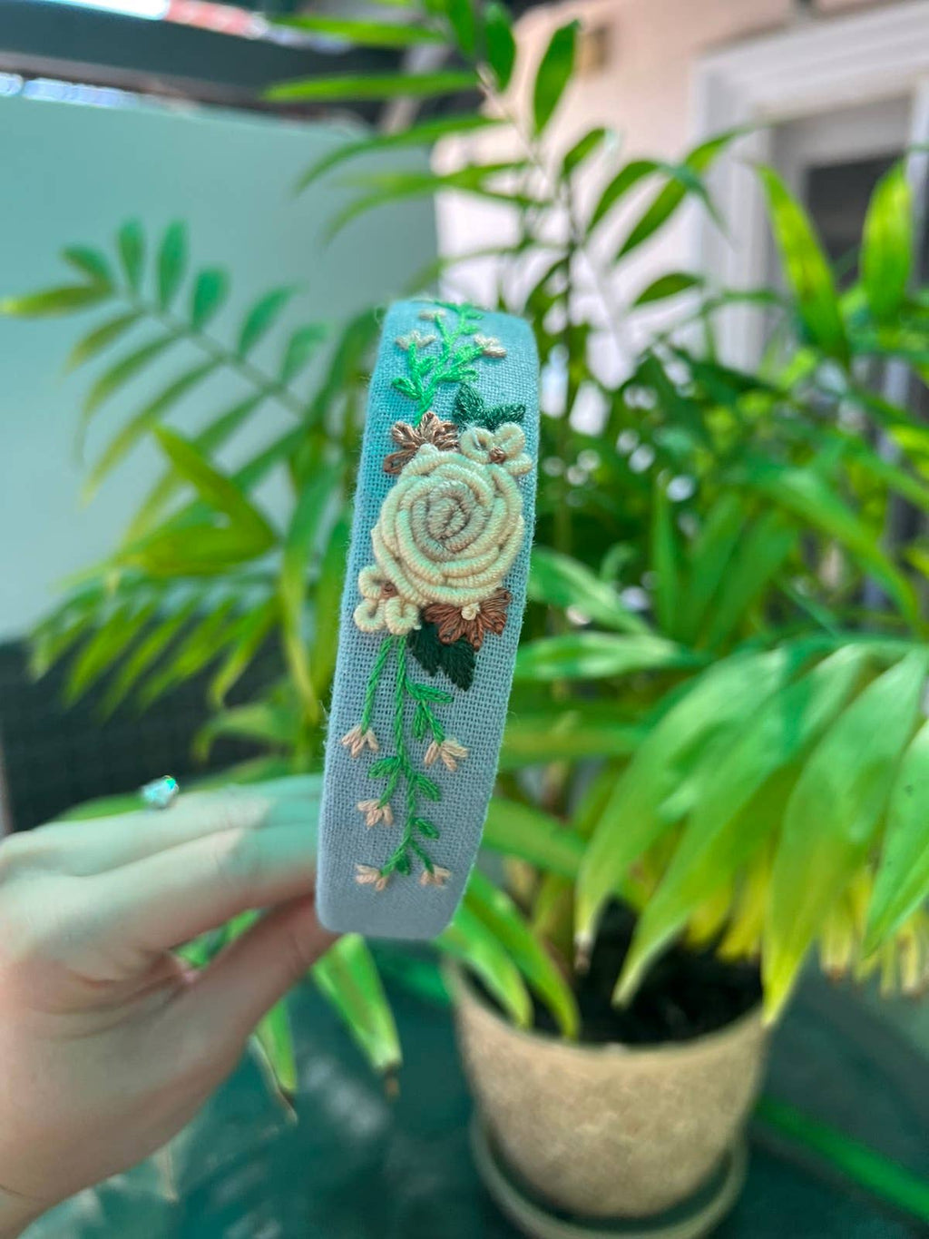 Floral Embroidered Headband, Collection Elena ✅: 6. Ivory Roses