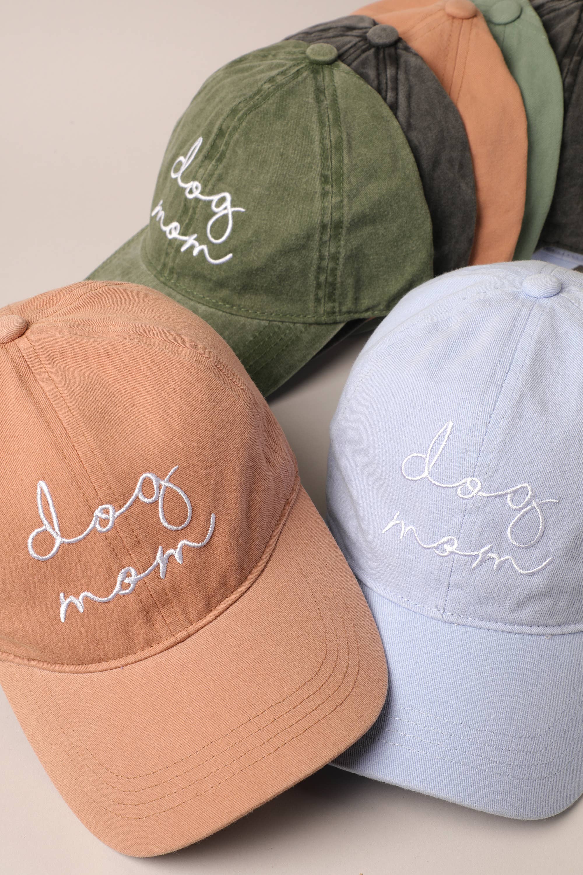 Dog Mom Lettering Embroidery Baseball Cap: CORAL / One Size