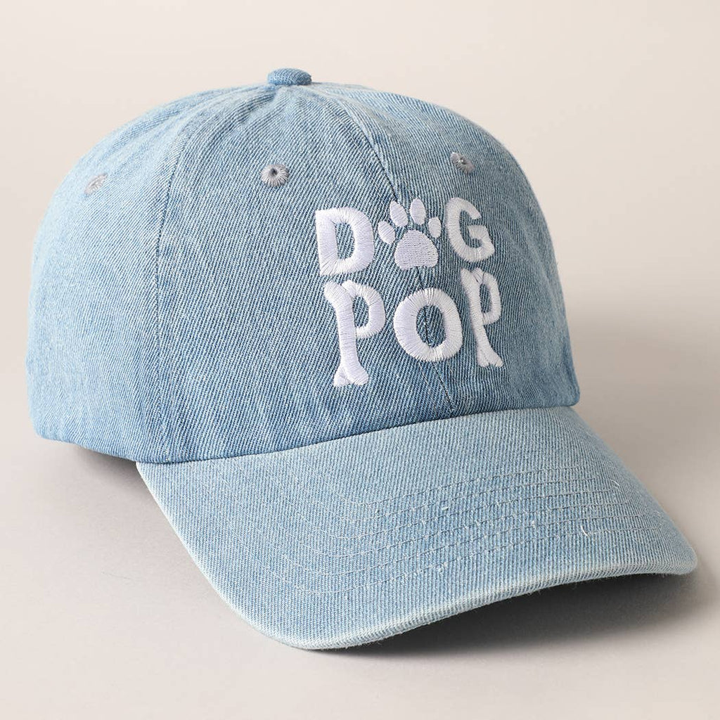 Dog Pop Letter Graphic Embroidery Denim Cap: DARK DENIM / ONE SIZE