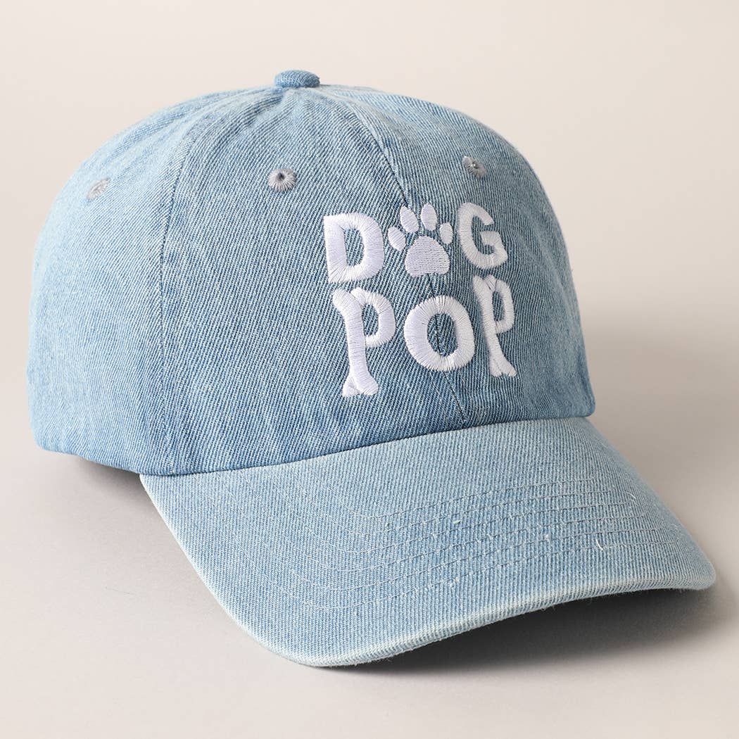 Dog Pop Letter Graphic Embroidery Denim Cap: DARK DENIM / ONE SIZE