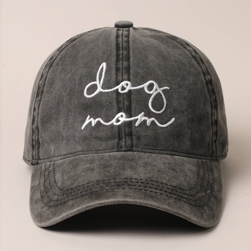 Dog Mom Lettering Embroidery Baseball Cap: CORAL / One Size