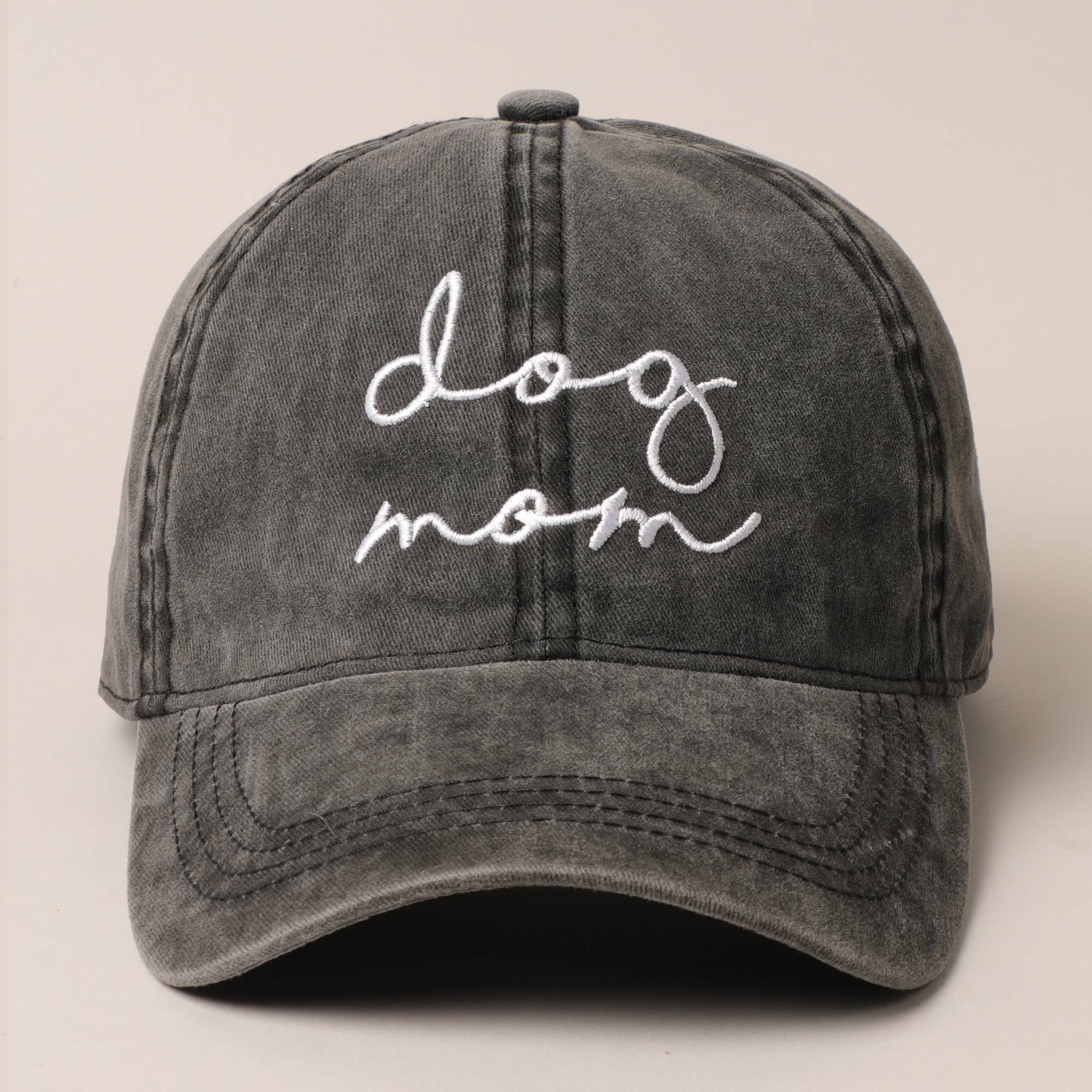 Dog Mom Lettering Embroidery Baseball Cap: CORAL / One Size