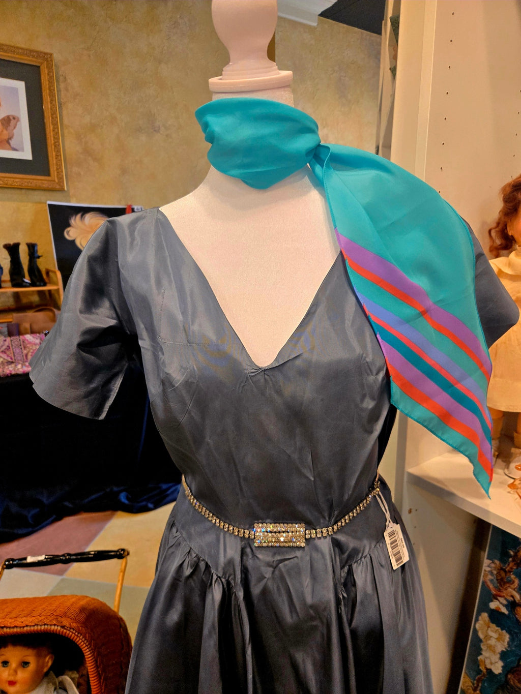 Designer Anne Fogarty for Margot, Inc, Architect of the "American Look." This is her signature 1950's "Paper Doll" dress earning her the Coty Fashion Award in 1951
