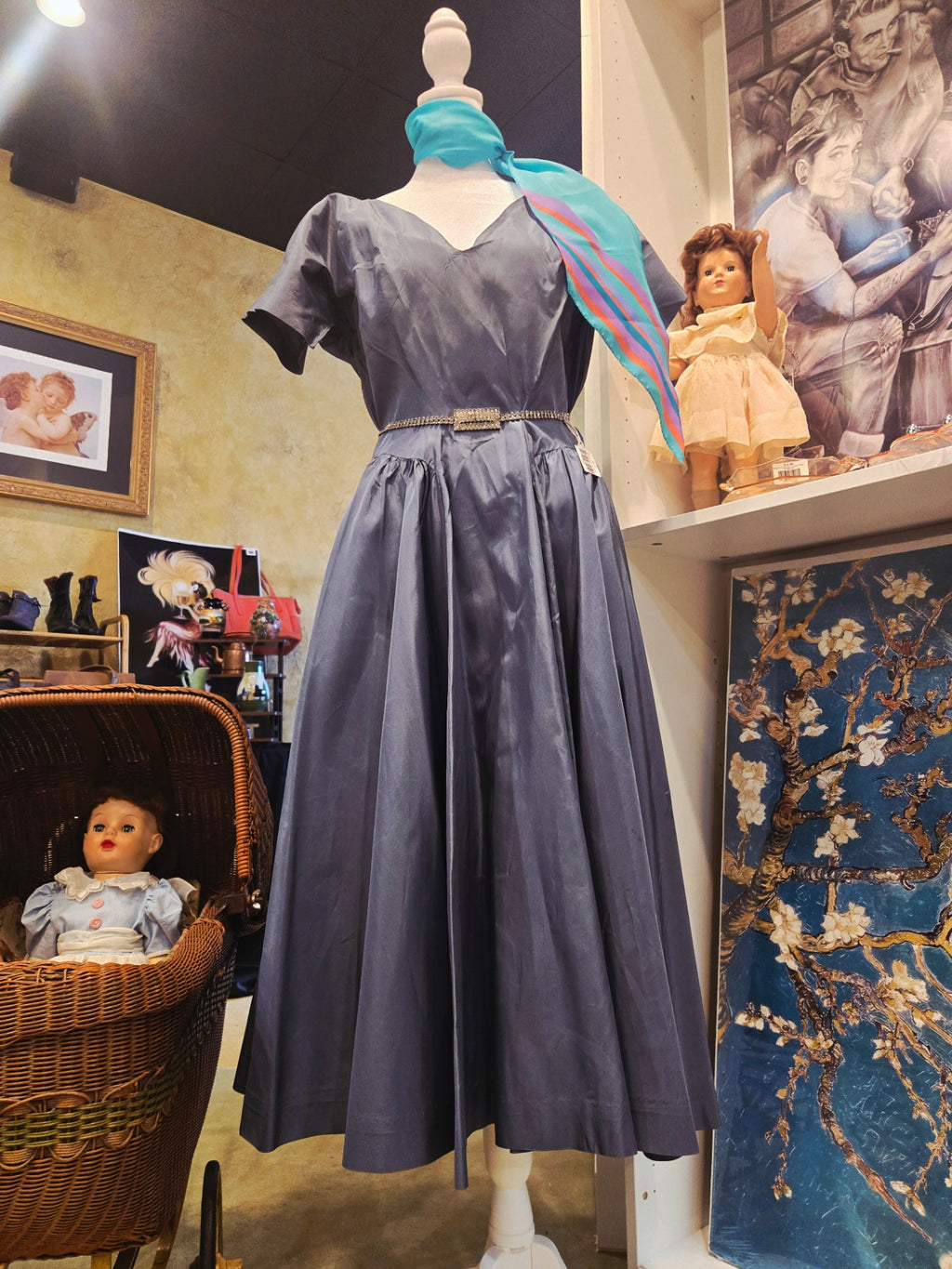 Designer Anne Fogarty for Margot, Inc, Architect of the "American Look." This is her signature 1950's "Paper Doll" dress earning her the Coty Fashion Award in 1951