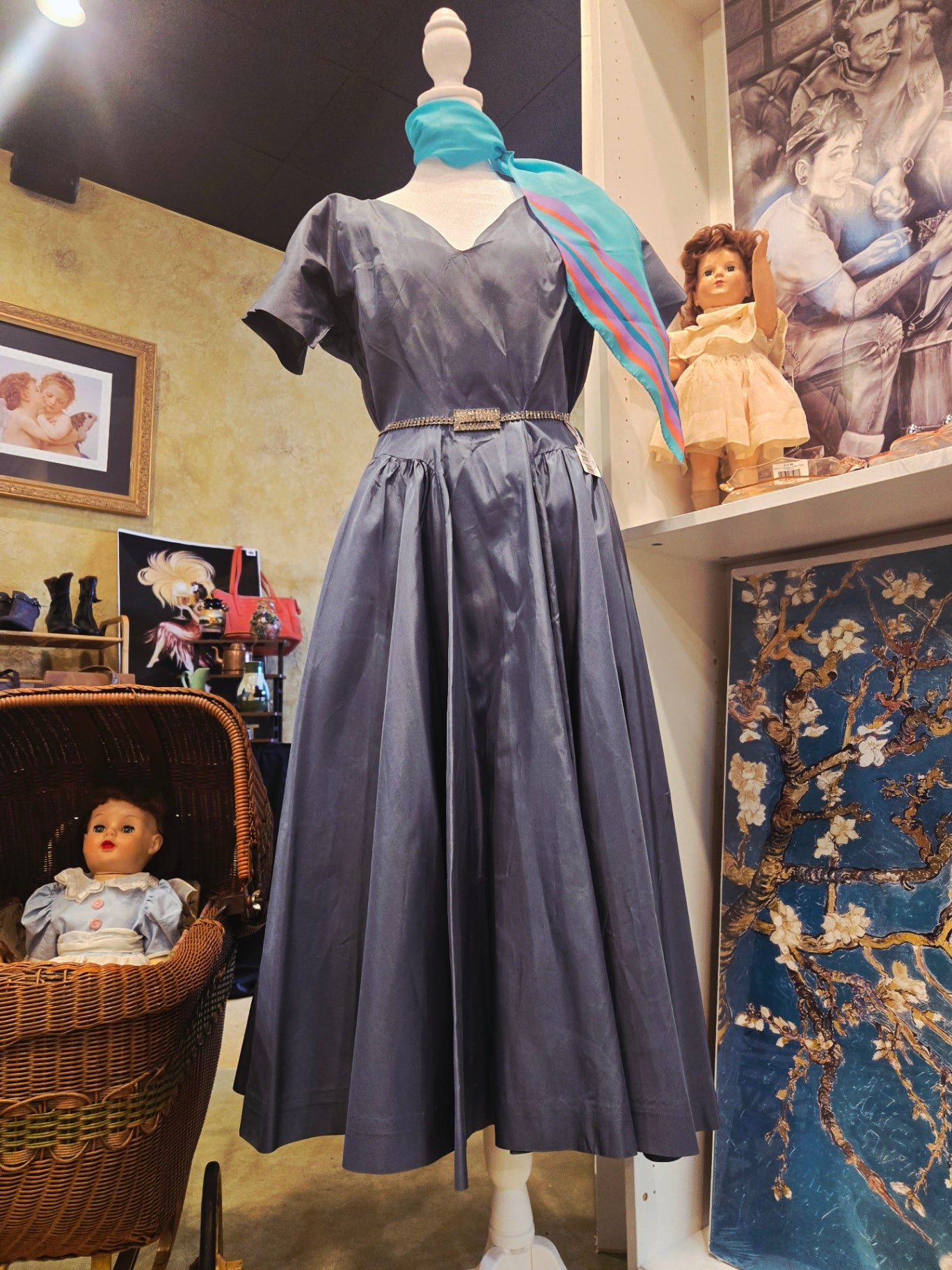 Designer Anne Fogarty for Margot, Inc, Architect of the "American Look." This is her signature 1950's "Paper Doll" dress earning her the Coty Fashion Award in 1951