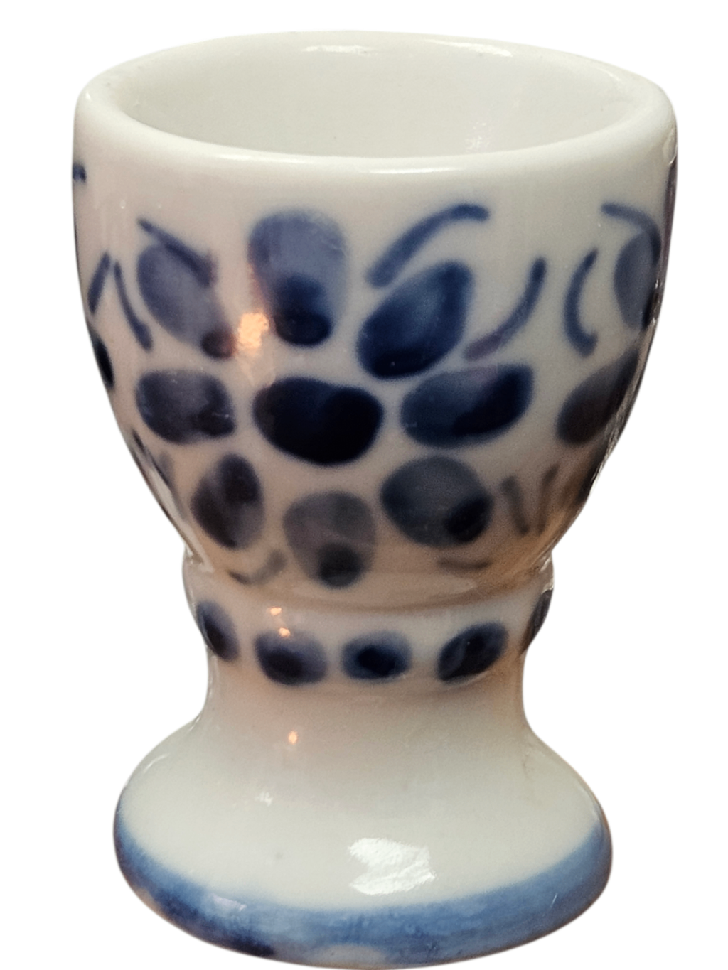 Vintage "Surprise" Monte Siao Egg Cup (Porta Ovo Quente)- Collectible Brazilian pottery known for its distinctive blue and white hand-painted designs "Azul e Branco"