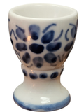Vintage "Surprise" Monte Siao Egg Cup (Porta Ovo Quente)- Collectible Brazilian pottery known for its distinctive blue and white hand-painted designs "Azul e Branco"
