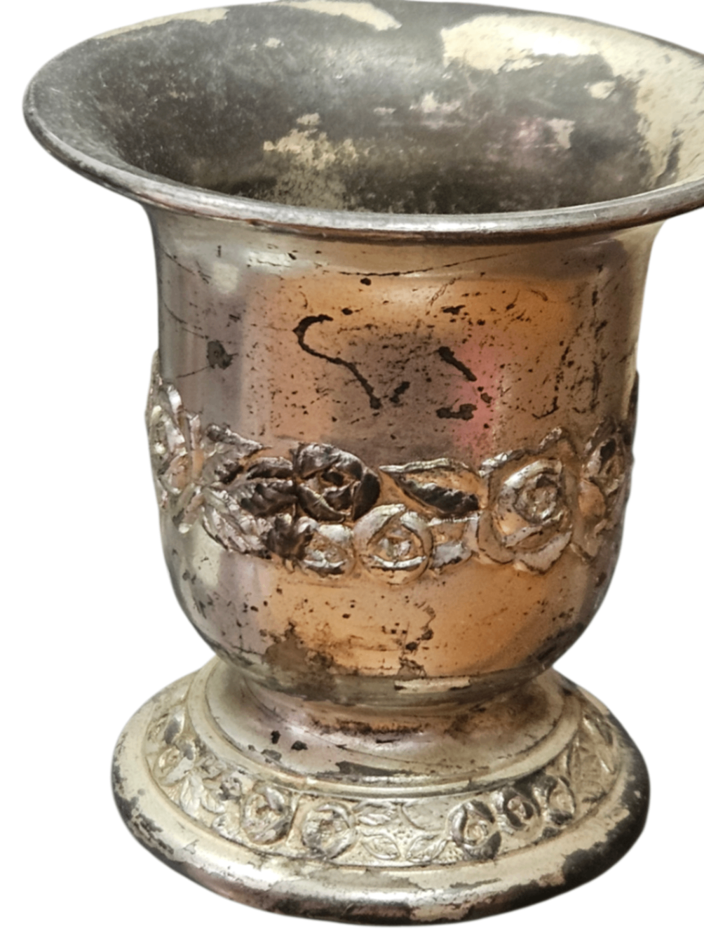 Vintage Metal Egg Cup Art Deco Design and Greek Key Pattern