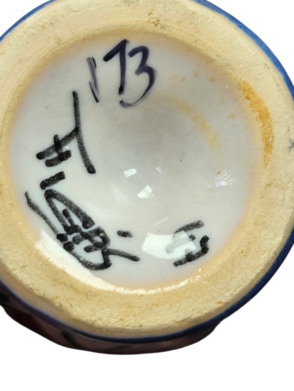 Vintage Egg Cup signed by "Figas" a well known artisanal pottery workshop from Ribesalbes in the Castellon province of Spain