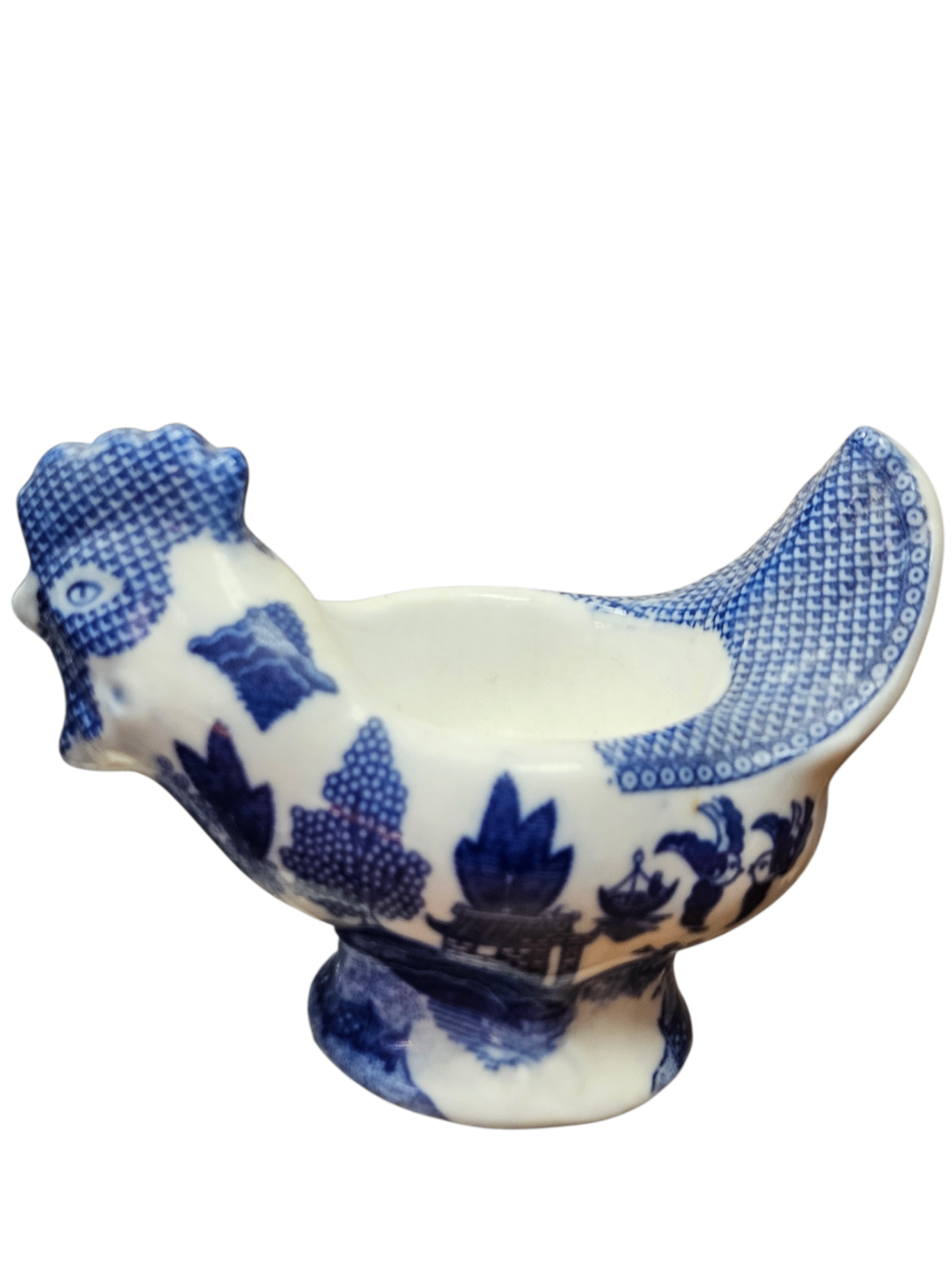Vintage Blue Willow Hen Egg Cup