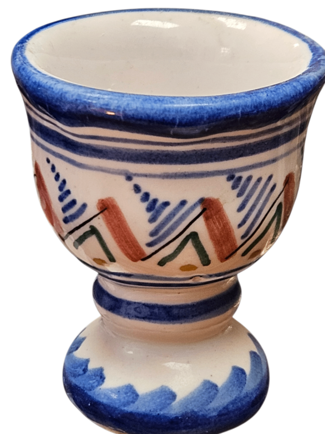 Vintage Egg Cup signed by "Figas" a well known artisanal pottery workshop from Ribesalbes in the Castellon province of Spain