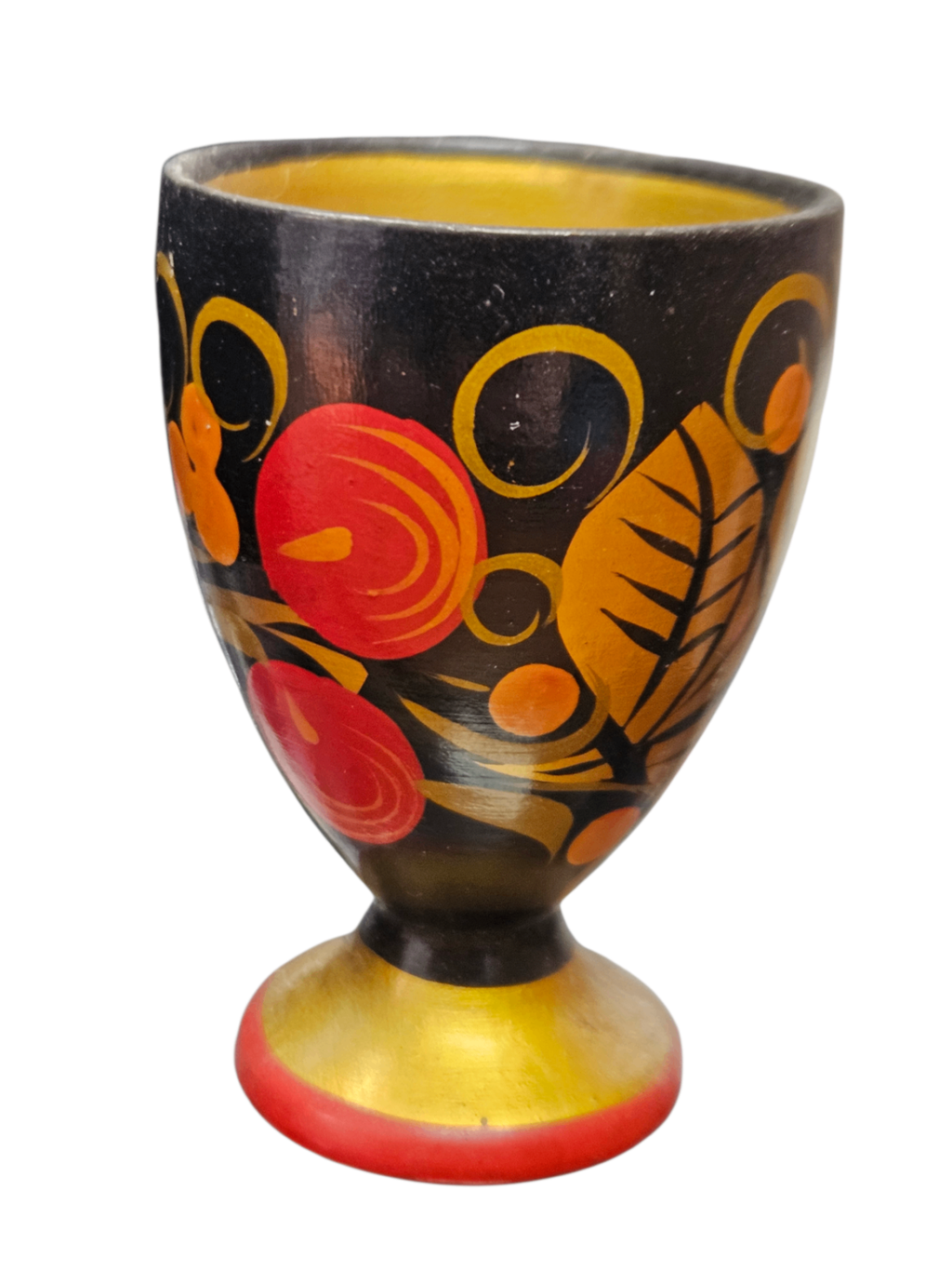 Exquisite Vintage "Golden Khokhloma" Set  Hand-Painted Russian Lacquerware | Complete Set of Six