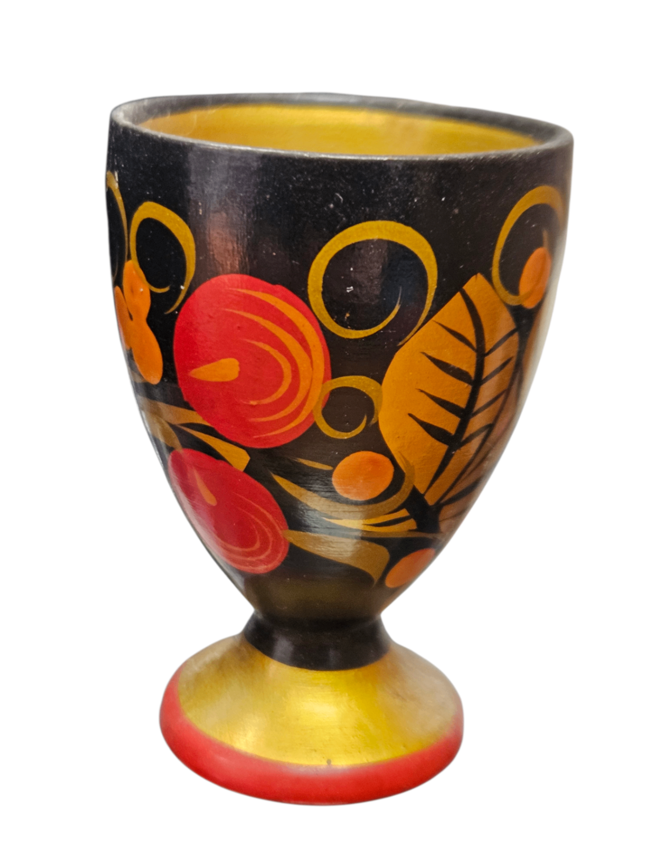 Exquisite Vintage "Golden Khokhloma" Set  Hand-Painted Russian Lacquerware | Complete Set of Six