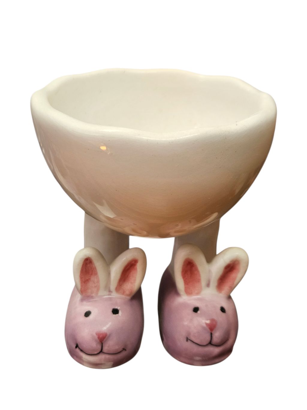 Charming Vintage Ceramic "Eggs with Legs" Bunny Slipper Egg Cup