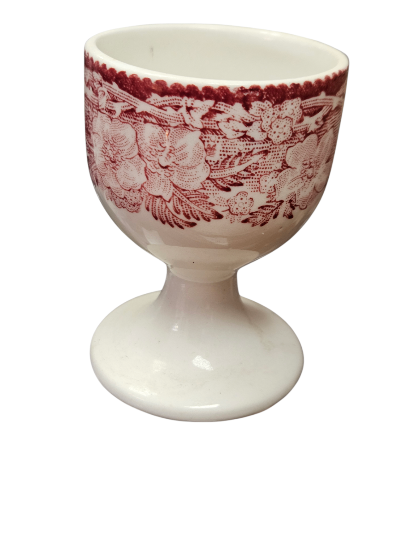 Vintage Japanese Porcelain Egg Cup - Red Floral Dot Motif