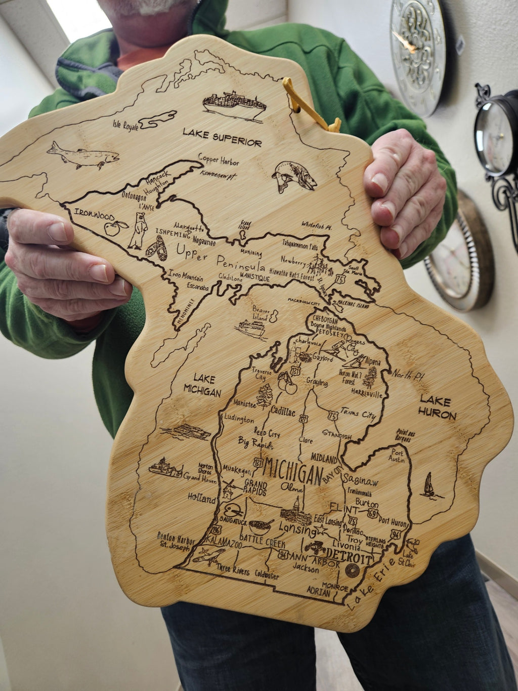 Totally Bamboo Destination Michigan State Serving and Cuttina Board. Crafted from sustainable Moso bamboo Natural wood tone