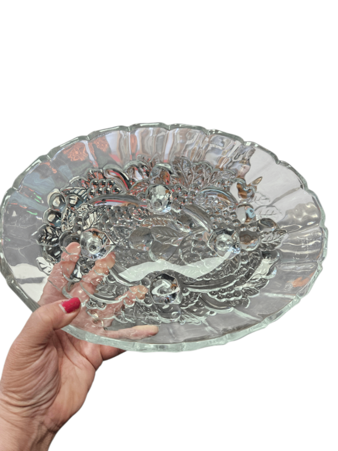 Indiana Glass Harvest Grape Oval Footed Fruit Bowl 1971