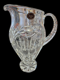 Vintage Victoria's Garden Crystal Water Pitcher by Gorham Crystal. Hand-cut in Poland, the design features a classic blend of etched floral patterns and sharp crystal cuts
