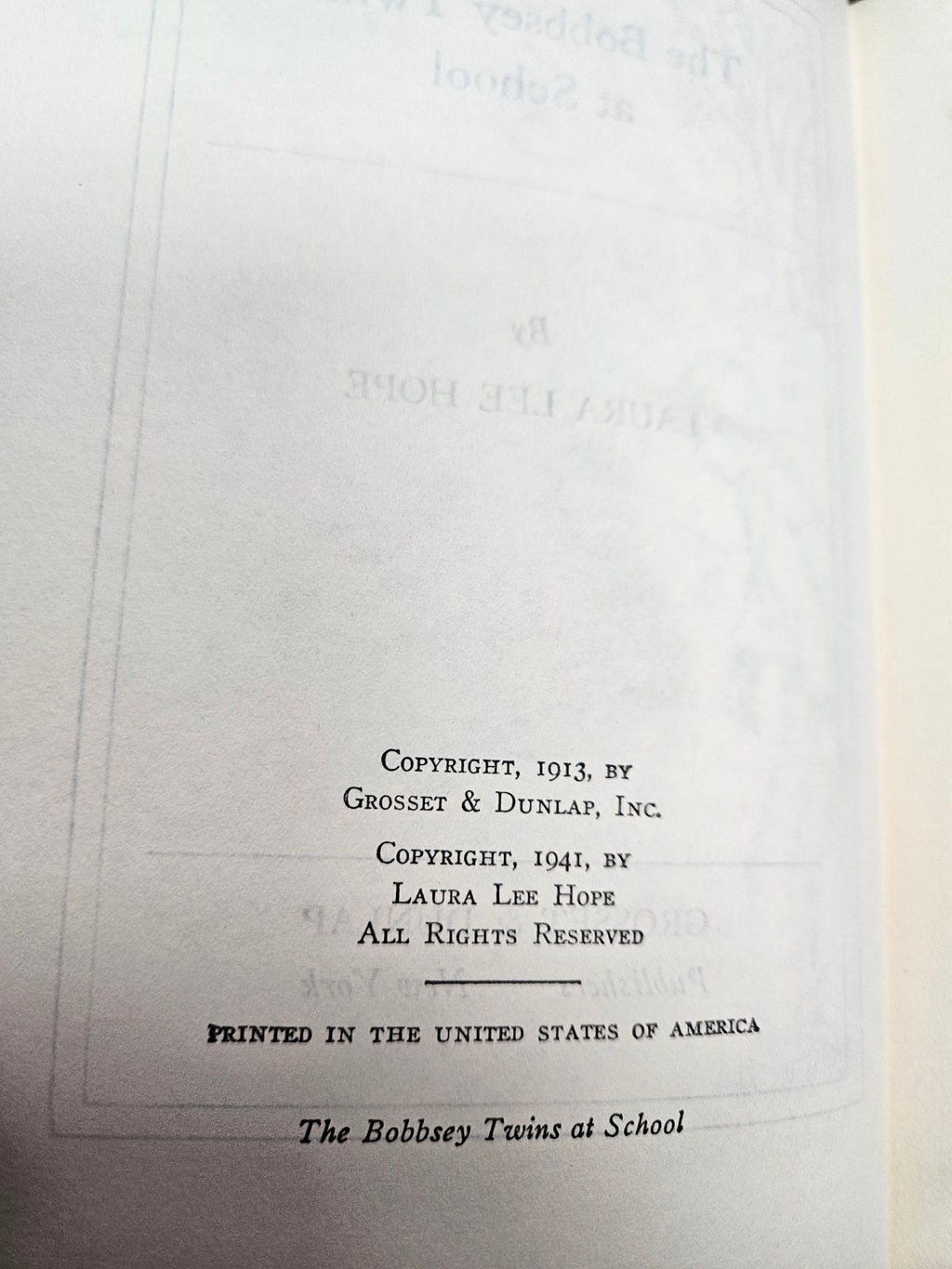 First Printing of this cover style! Vintage "The Bobbsey Twins at School" (1941 Edition)