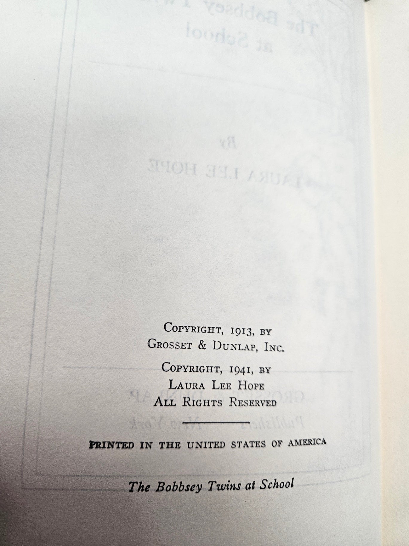 First Printing of this cover style! Vintage "The Bobbsey Twins at School" (1941 Edition)