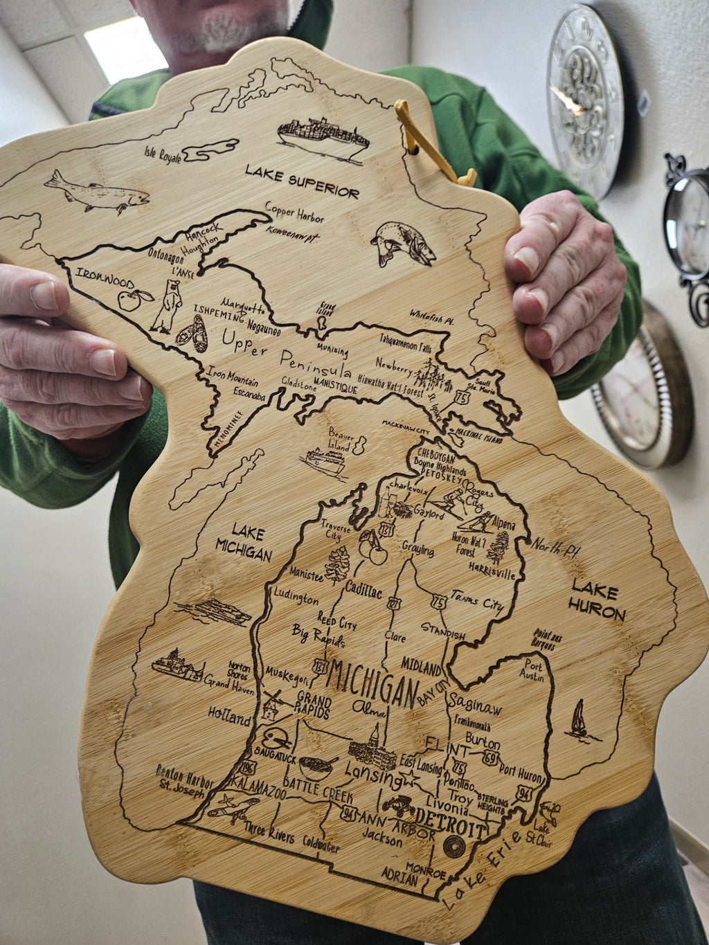Totally Bamboo Destination Michigan State Serving and Cuttina Board. Crafted from sustainable Moso bamboo Natural wood tone