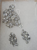 Vintage Weiss Rhodium Plated Rhinestone Brooch & Earring Set The Ultimate Mid-Century Sparkle