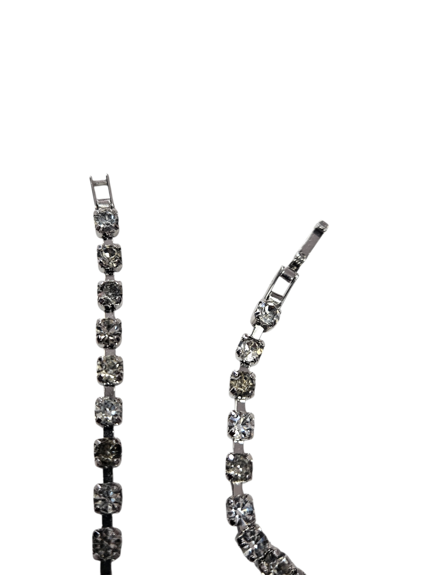 1950s Mid-Century Collar Necklace – Rhodium-Plated (Non-Tarnish) with Hand-Set Austrian Crystals