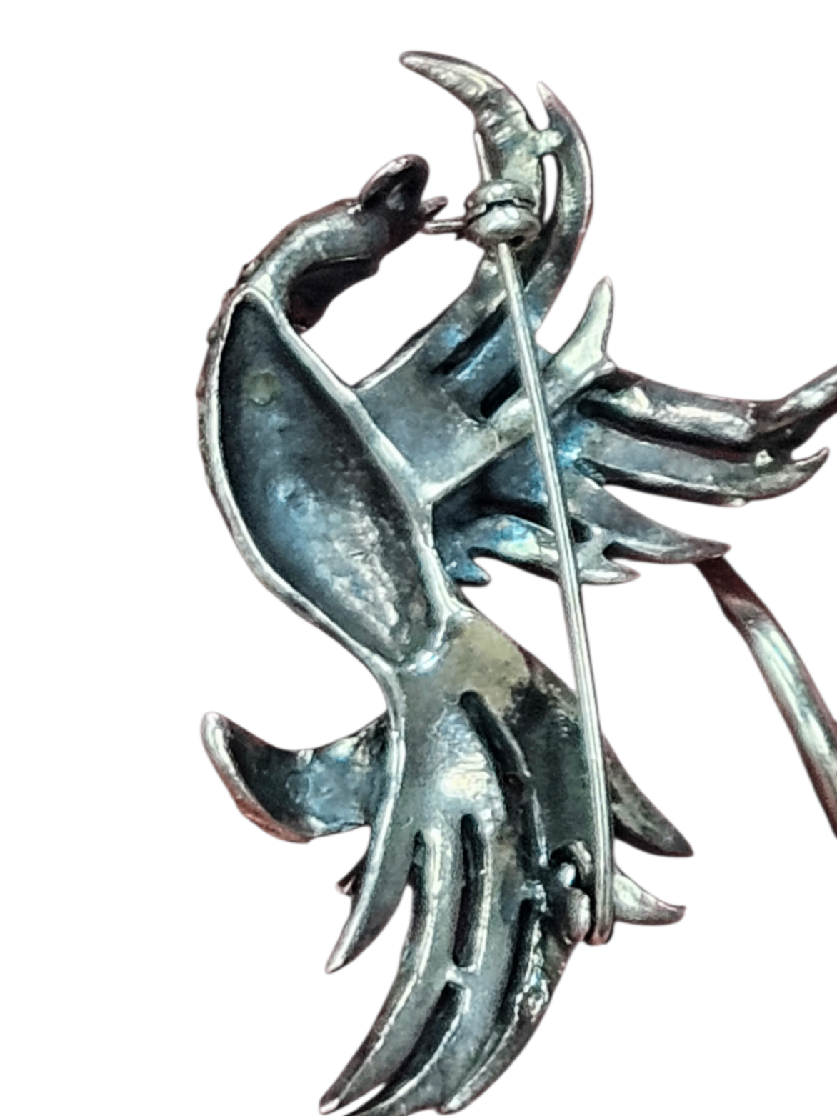 Vintage Art Deco "Bird of Paradise" Brooch: Hallmarked .925 Sterling Silver Accents: Hand-set Marcasite & Gold Vermeil