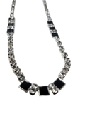 1950s Mid-Century Collar Necklace – Rhodium-Plated (Non-Tarnish) with Hand-Set Austrian Crystals