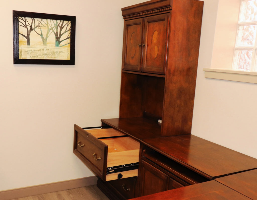 Professional Ashley "Cross Island" Executive L-Shaped Desk & Hutch Suite