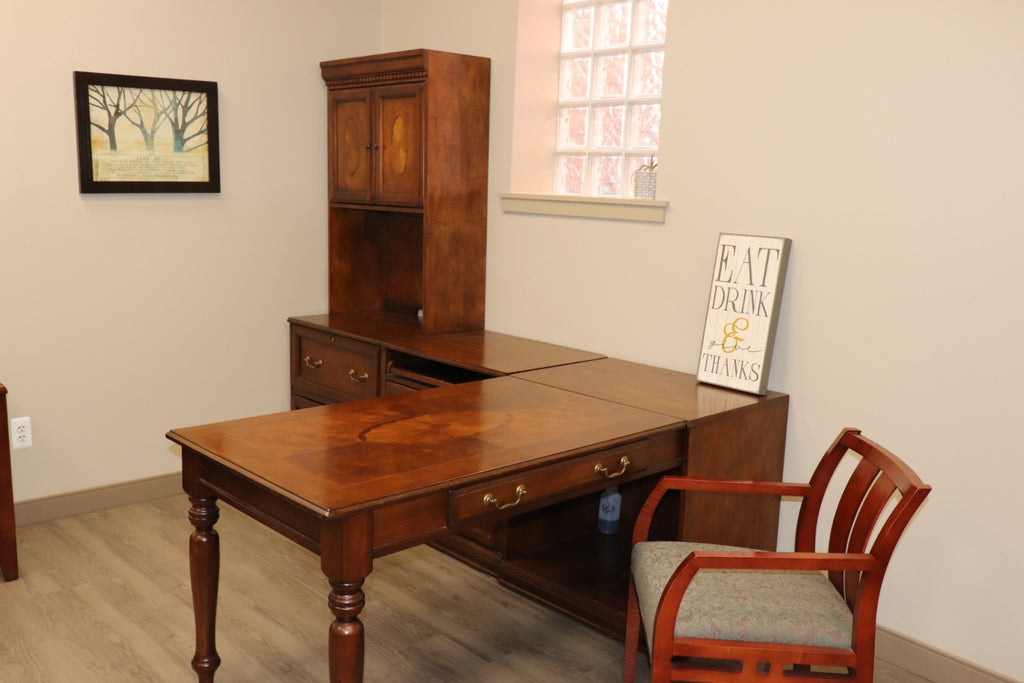 Professional Ashley "Cross Island" Executive L-Shaped Desk & Hutch Suite