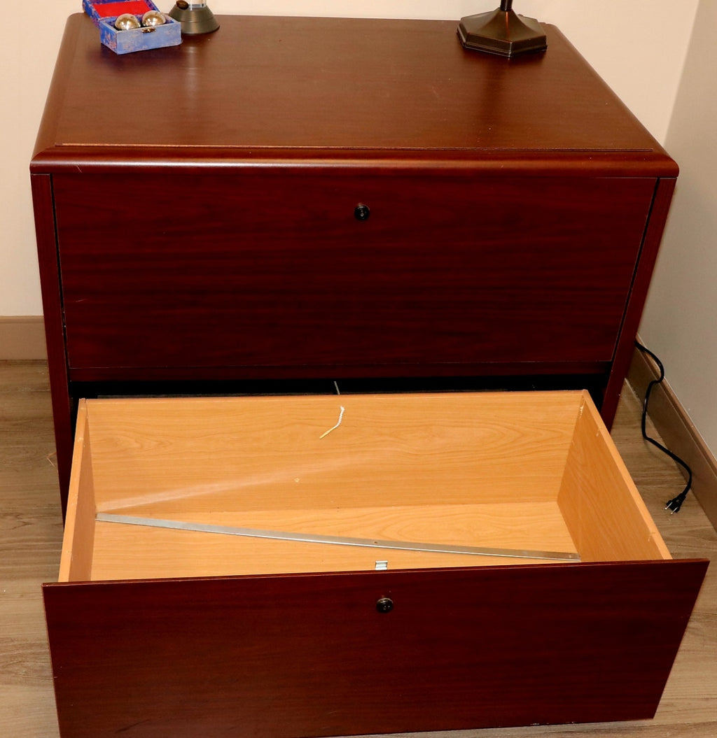 Professional 2-Drawer Lateral File Cabinet - Mahogany Finish