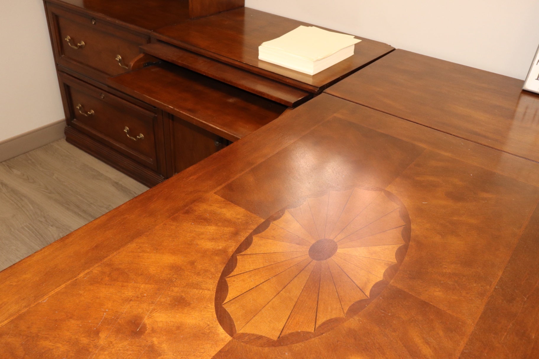 Professional Ashley "Cross Island" Executive L-Shaped Desk & Hutch Suite