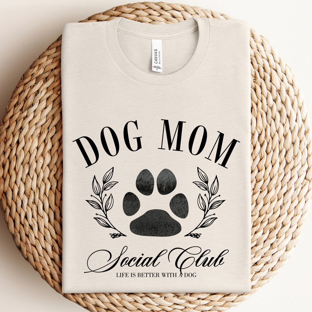 Dog Mom Social Club Graphic Tee: Sage Green / L