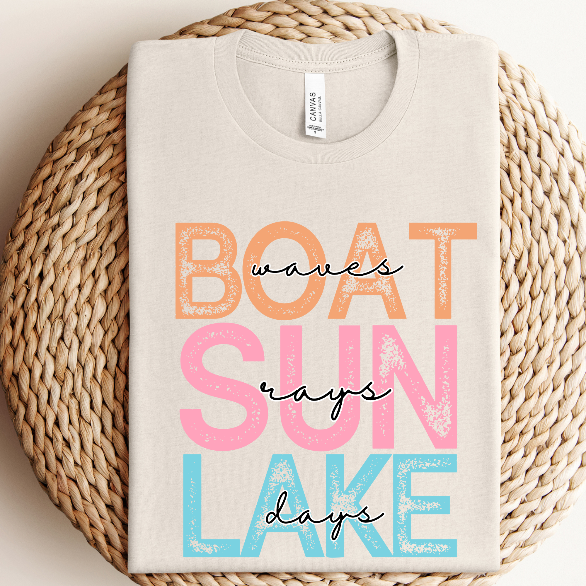 Boat, Lake, Sun Graphic Tee: L