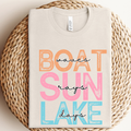 Boat, Lake, Sun Graphic Tee: XL