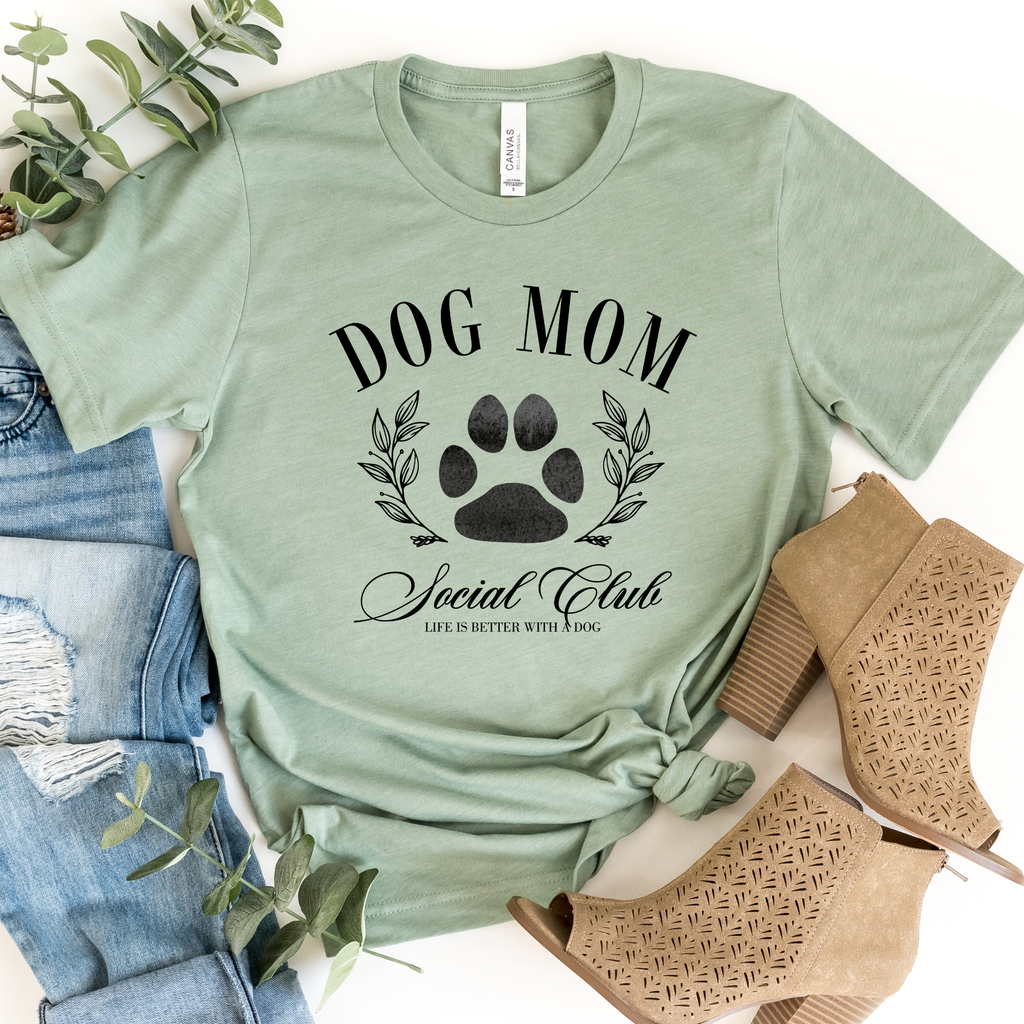 Dog Mom Social Club Graphic Tee: Sage Green / 2XL