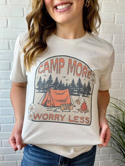Camp More Worry Less Graphic Tee: XL
